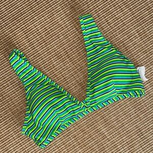 Aerie Green and Blue Striped Bikini Top